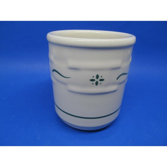 Longaberger Woven Traditions Green On White Coffee Mug 4" H X 3 1/2" W VGC - Picture 2 of 8